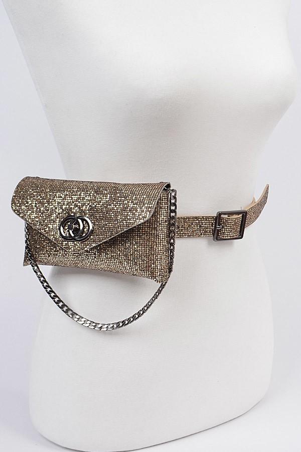 Sequin Chain Embellished Fanny Pack (Gold) - Posh By K