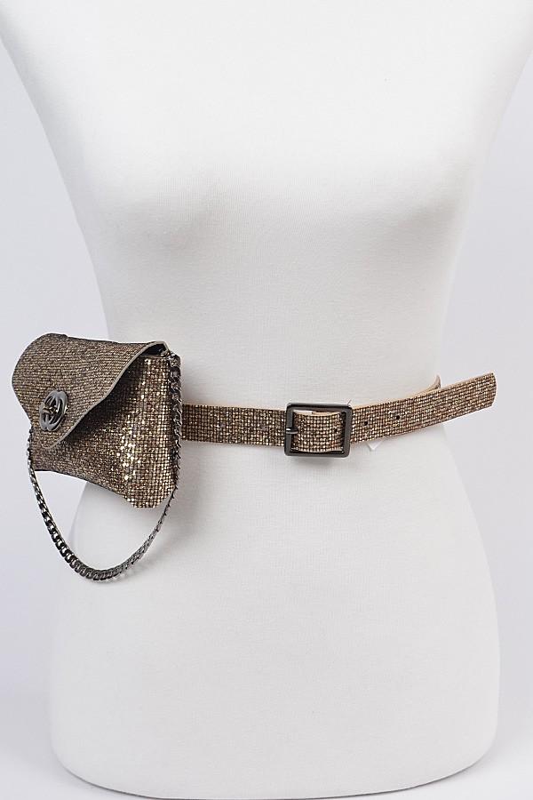 Sequin Chain Embellished Fanny Pack (Gold) - Posh By K