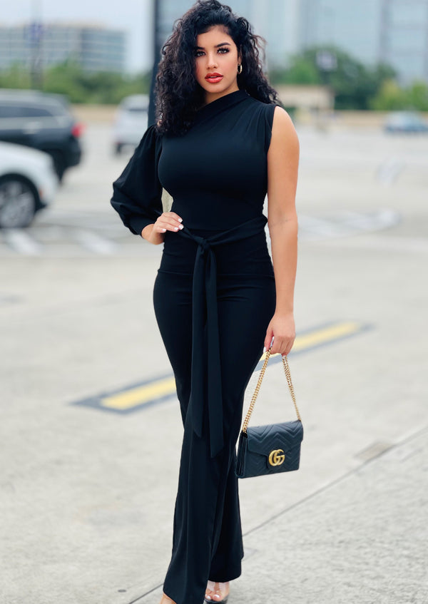 Women’s Jumpsuits | Phebie One Shoulder Black Jumpsuit By: NUMARU