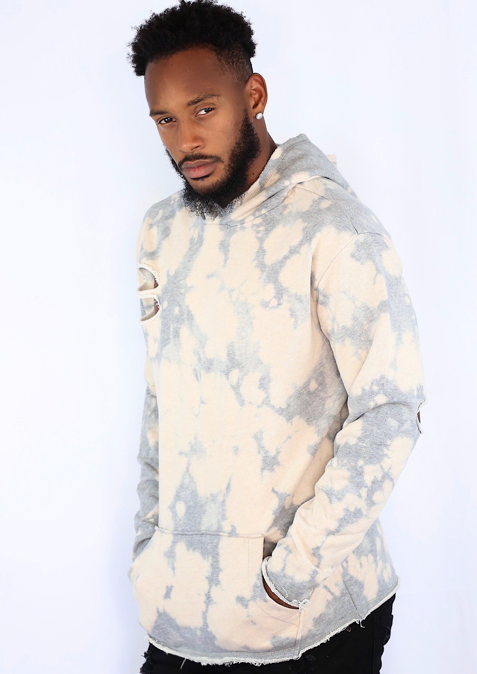 Grey bleached hoodie new arrivals