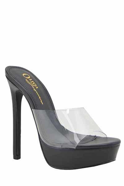 Clear Sole Upper Strap High Heels Sandals (Black) - Posh By K