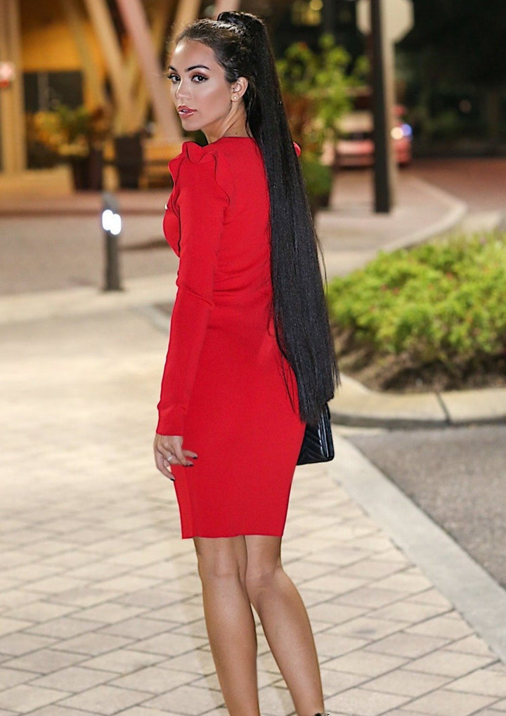 Women’s Mini Dresses | Zhara Flutter Sleeves V Neck Mini Dress (Red) By: NUMARU