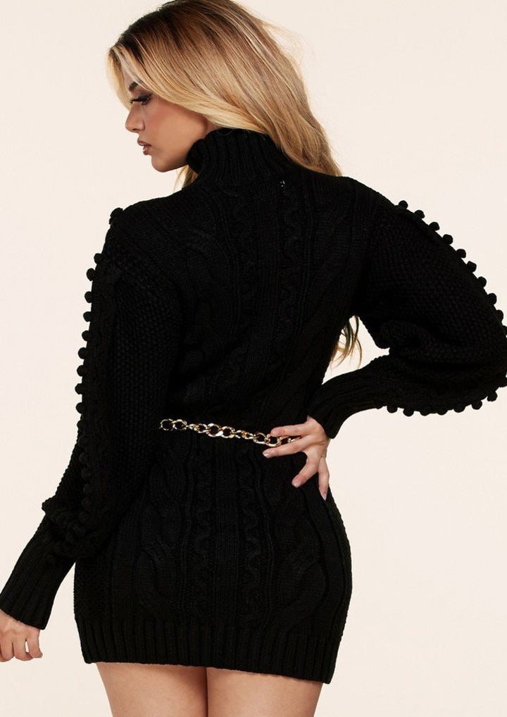 Women's Mini Dresses | Livia Long Sleeve Knit Sweater Mini Dress (Black) By: NUMARU