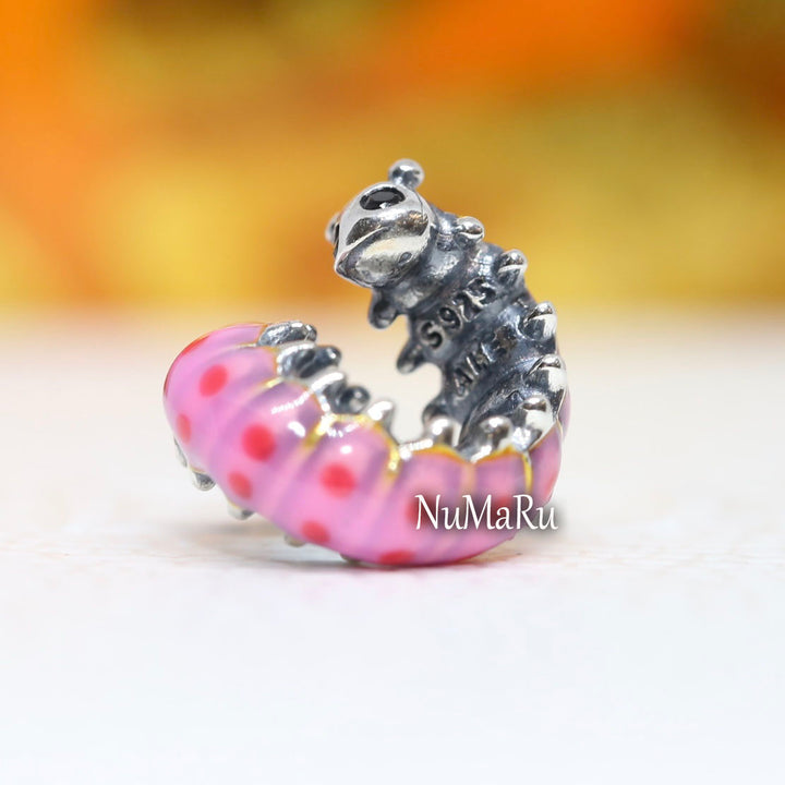 Pandora Cute Curled Caterpillar Pink Enamel Charm