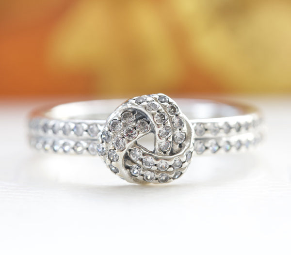 Sparkling Love Knot Ring 190997CZ,jewelry, beads for charm, beads for charm bracelets, charms for bracelet, beaded jewelry, charm jewelry, charm beads