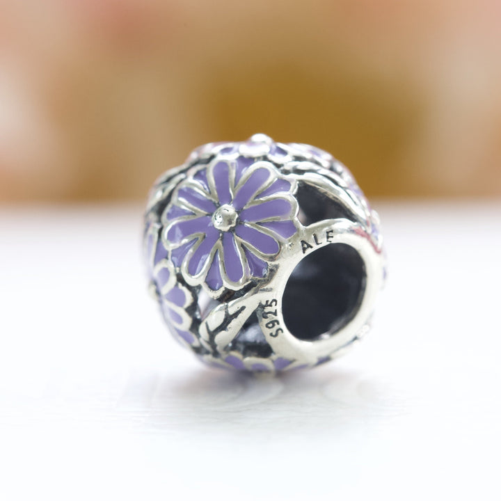 Lavender Daisy Meadow Charm 791487EN66 - jewelry, beads for charm, beads for charm bracelets, charms for diy, beaded jewelry, diy jewelry, charm beads