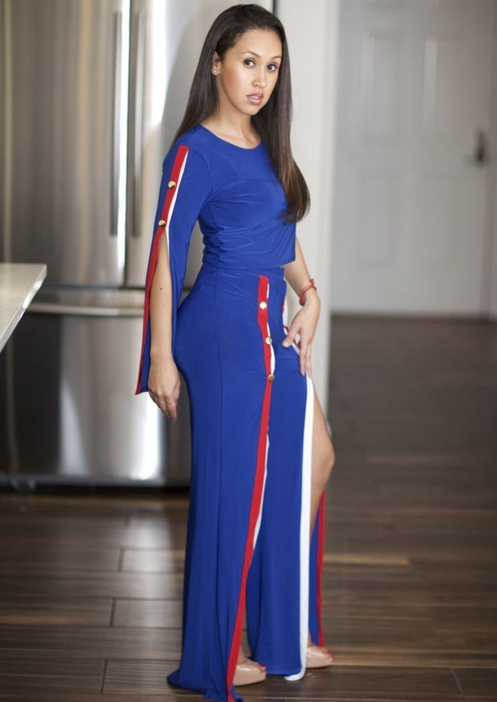 Women’s Matching Set | Lilly Set with Stripes (Royal Blue) By: NUMARU