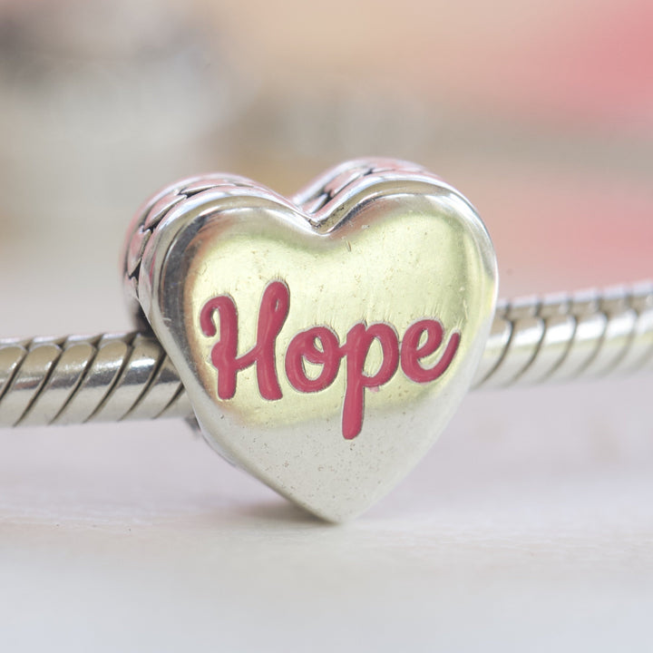 Hope Breast Cancer Charm ENG7962015 - jewelry, beads for charm, beads for charm bracelets, charms for diy, beaded jewelry, diy jewelry, charm beads