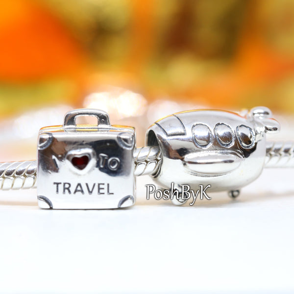 Airplane and I love to Travel Gift Set Charm, jewelry, beads for charm, beads for charm bracelets, charms for diy, beaded jewelry, diy jewelry, charm beads