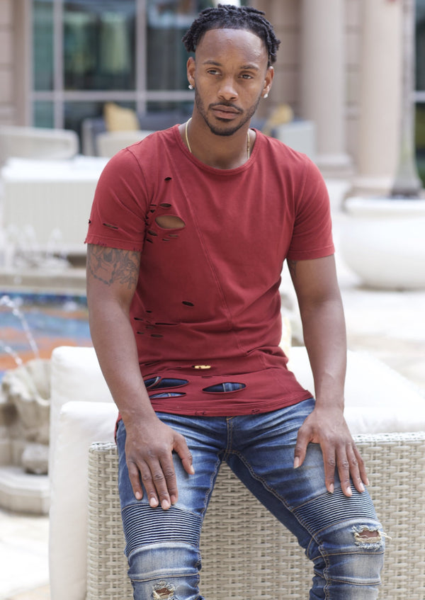 Street Fashion Oversized Long Slim Fit Shirt (Maroon) - Posh By K