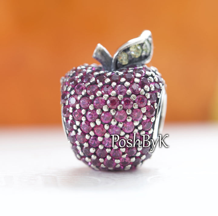 Red Pave Apple Charm 791485CFR - jewelry, beads for charm, beads for charm bracelets, charms for diy, beaded jewelry, diy jewelry, charm beads 