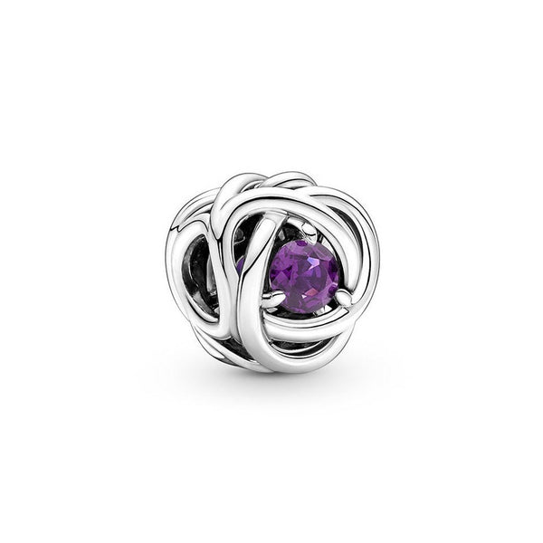 February Purple Eternity Circle Charm 790065C02 - NUMARU. jewelry, beads for charm, beads for charm bracelets, charms for bracelet, beaded jewelry, charm jewelry, charm beads