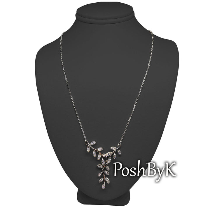 Sparkling Leaves Necklace 590414CZ-45.  jewelry, beads for charm, beads for charm bracelets, charms for bracelet, beaded jewelry, charm jewelry, charm beads