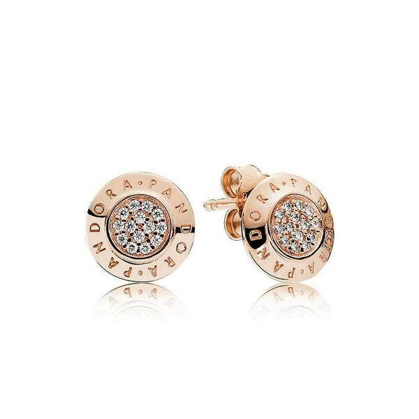 Rose Sparkling Logo Stud Earrings 280559CZ, jewelry, beads for charm, beads for charm bracelets, charms for bracelet, beaded jewelry, charm jewelry, charm beads