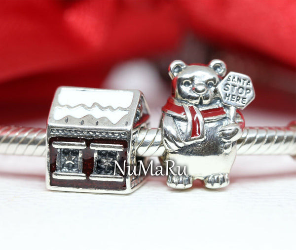 jewelry, beads for charm, beads for charm bracelets, charms for bracelet, beaded jewelry, charm jewelry, charm beads, Santa's Home And Polar Bear Christmas Gift Set Charm