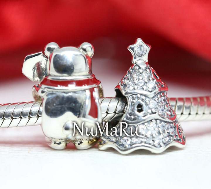 Twinkling Christmas Tree And Christmas Polar Bear Gift Set Charm - NUMARU ,jewelry, beads for charm, beads for charm bracelets, charms for bracelet, beaded jewelry, charm jewelry, charm beads