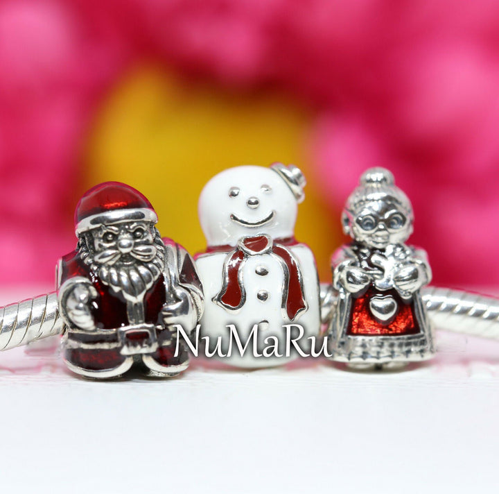 St. Nick, Happy Snowman And Mrs. Santa Claus Christmas Gift Set Charm - NUMARU