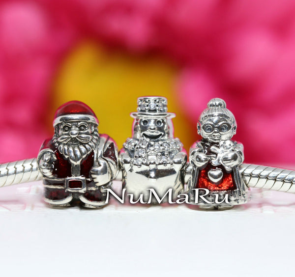 St. Nick, Snowman And Mrs. Santa Claus Christmas Gift Set Charm.  jewelry, beads for charm, beads for charm bracelets, charms for bracelet, beaded jewelry, charm jewelry, charm beads