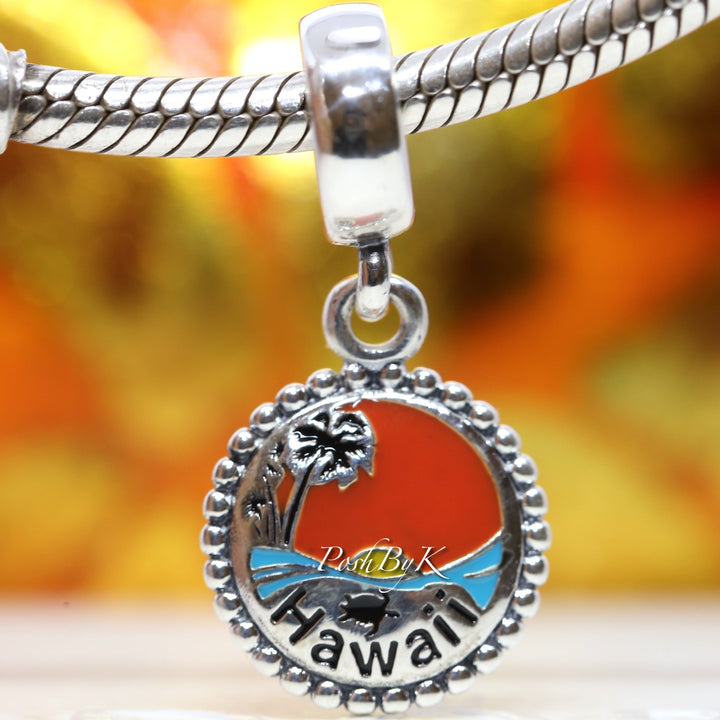 Hawaii Sunset Honu Turtle Charm - jewelry, beads for charm, beads for charm bracelets, charms for diy, beaded jewelry, diy jewelry, charm beads